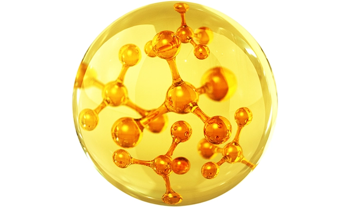 Rendering of oil drop with molecules