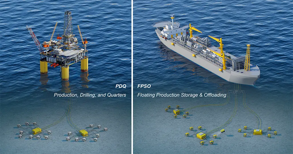 Rendering of PDQ and FPSO