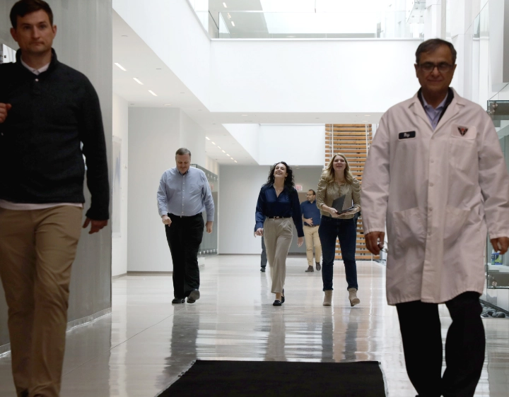 Employees walking down the hall